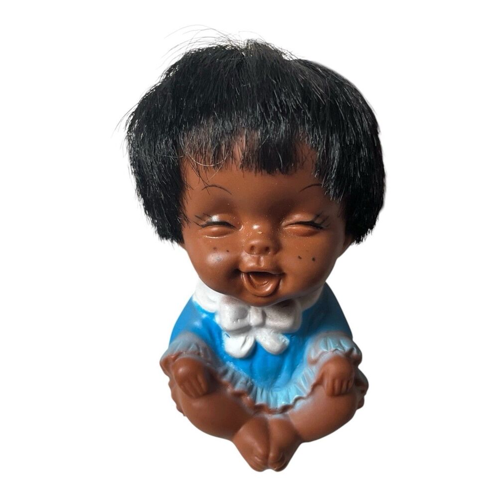 Vintage Moody Cutie Doll Happy Face Anekona Hawaii Vinyl Hong Kong 1960s 3.5”